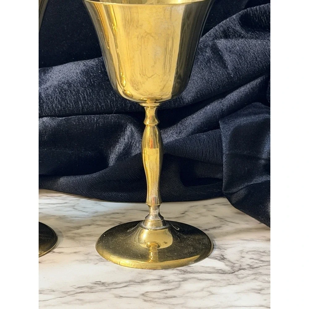 VTG 3 LEONARD EPNS GOBLETS‎ GOLD TONE 5.5